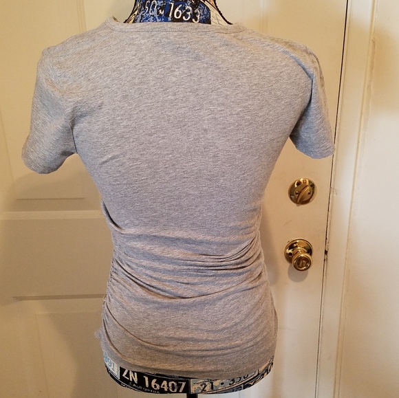 Michael Kors Gray Side Ruched Cotton Shirt - Picture 2 of 6